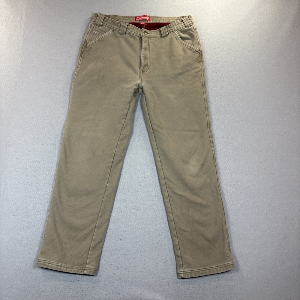 Coleman Fleece Lined Mens Carpenter Pants Canvas Work Heavy Duty Jeans Sz 34x32